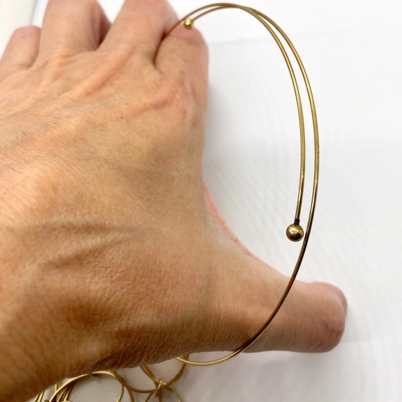 Bohemian BoHo Disco Dressy Gold Tone Chain Link Circle Loop Bib Choker Necklace - Picture 11 of 14